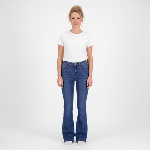 Dames flared jeans donkerblauw