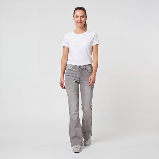 Dames flared jeans lichtgrijs