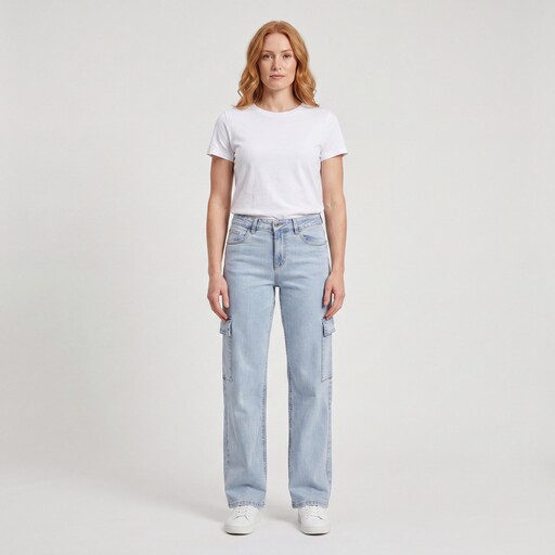 Dames cargo jeans lichtblauw