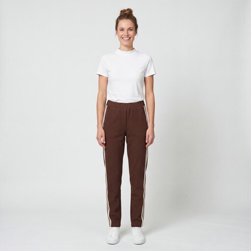 Dames pantalon met bies bruin
