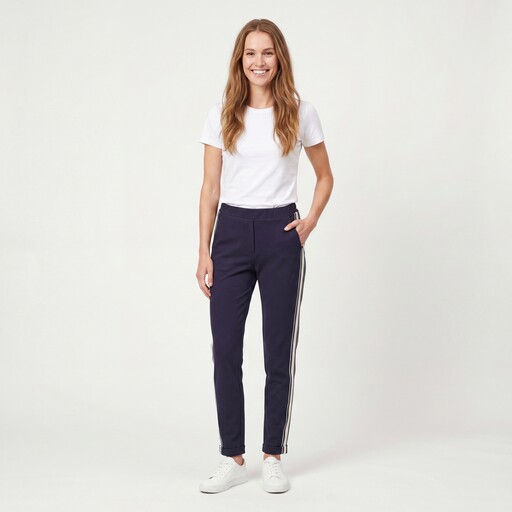 Dames broek met bies blauw