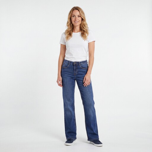 Dames wide leg jeans donkerblauw lengte 33