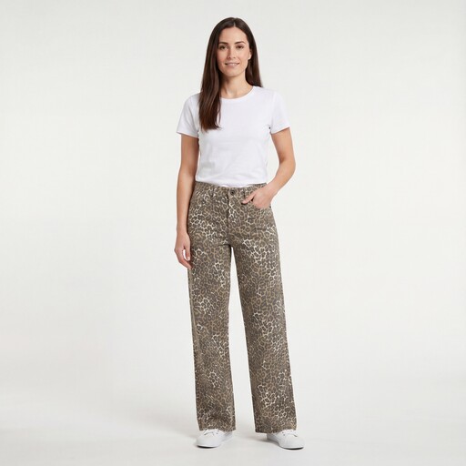 Dames wide leg jeans luipaardprint lengte 31