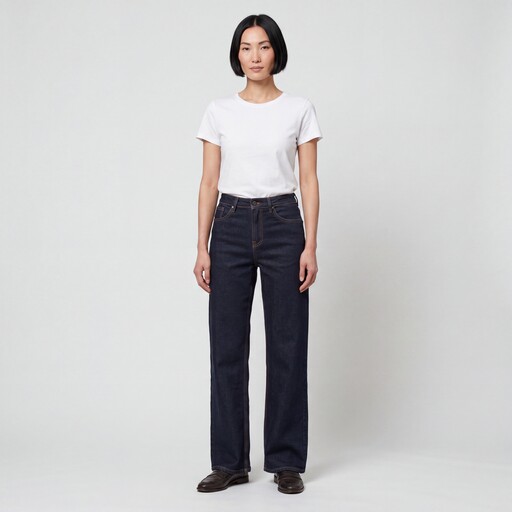 Dames wide leg jeans donkerblauw lengte 33