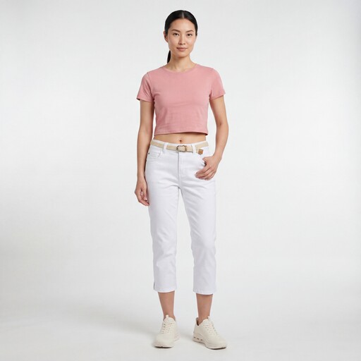 Dames carpri broek met riem wit