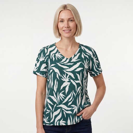 Dames top met print groen wit
