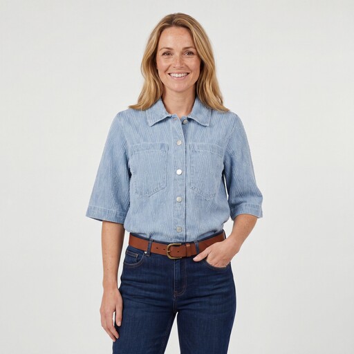 Dames denim blouse lichtblauw