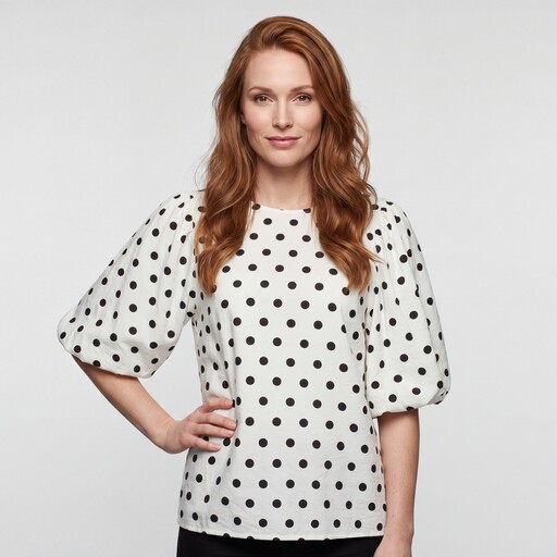 Dames top met polkadots wit