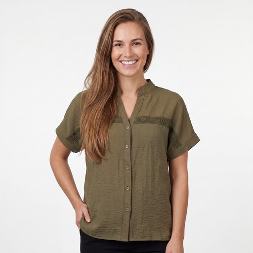 Dames blouse met korte mouwen groen