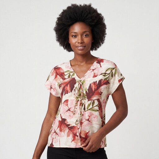 Dames blouse met korte mouwen bloemenprint