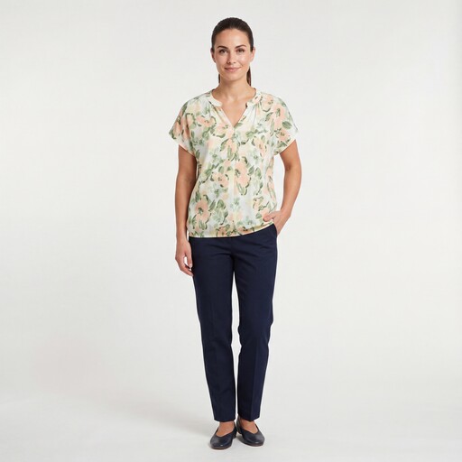 Dames blouse met bloemenprint groen