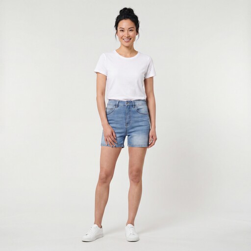 Dames denim short medium blauw