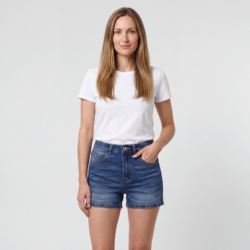 Dames denim short donkerblauw