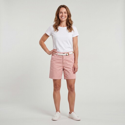 Dames bermuda short met riem lichtroze