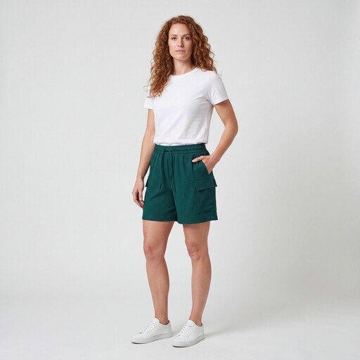 Dames short met klepzakken groen