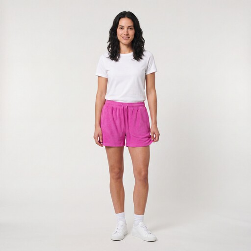 Dames badstof sweatshort roze