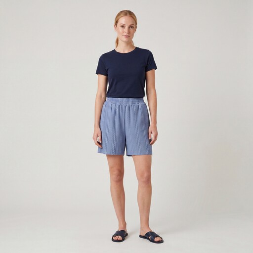 Dames short met patroon blauw