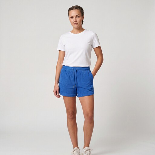Dames badstof sweatshort blauw
