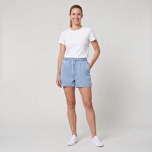 Dames denim short lichtblauw