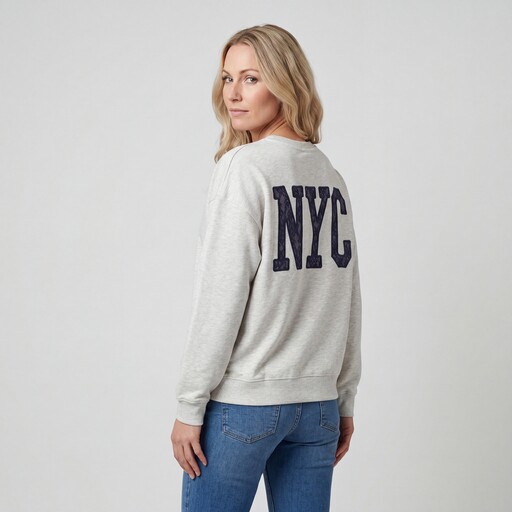 Dames sweater met backprint grijs