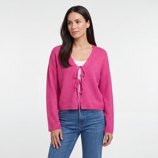 Dames trui met strikkoordjes roze