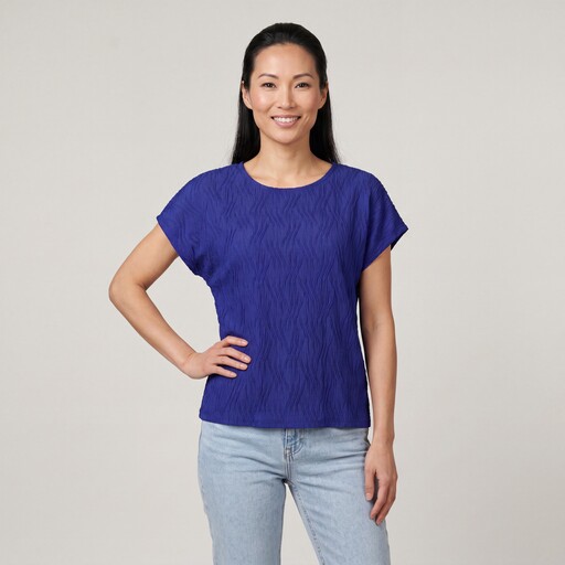 Dames T-shirt met structuur blauw