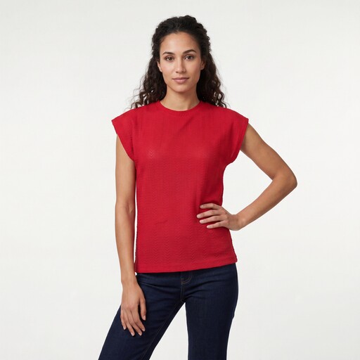 Dames T-shirt met structuur rood