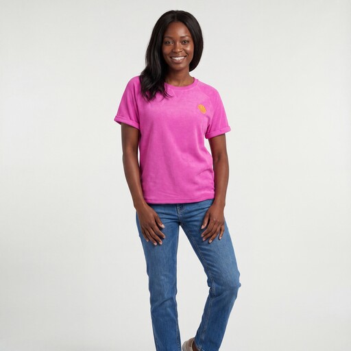 Dames badstof T-shirt roze