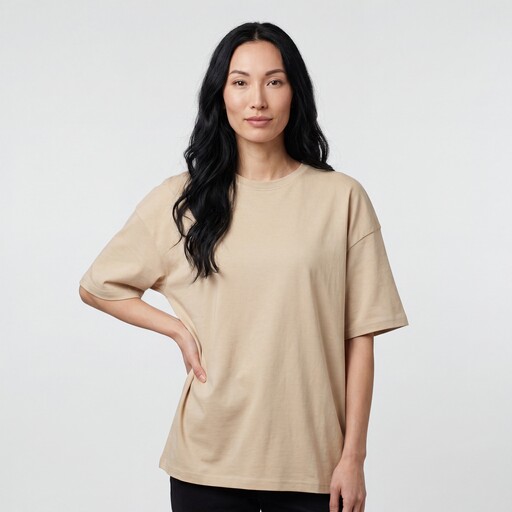 Oversized dames T-shirt beige