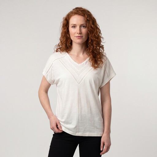 Twoday dames T-shirt wit met borduursels