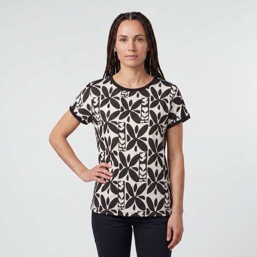 Dames T-shirt met print zwart wit