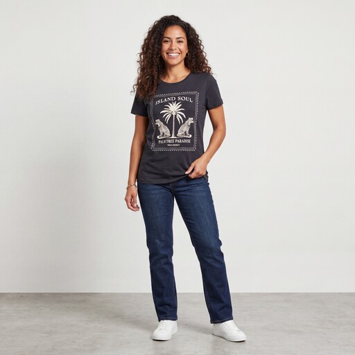 Dames T-shirt met opdruk zwart