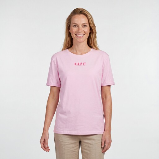 Dames T-shirt met backprint roze