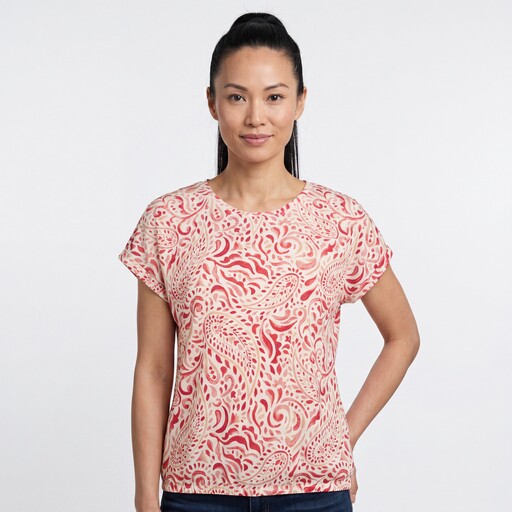 Dames top met paisley print rood creme