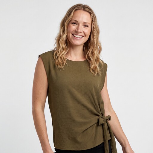 Dames top met strikdetail groen