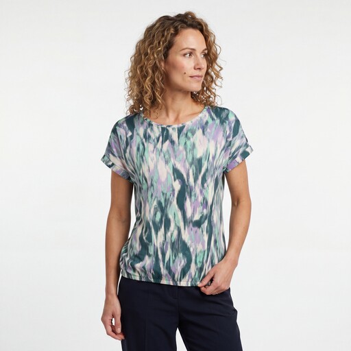 Dames top met print groen blauw