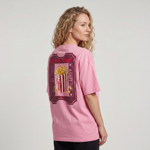 Dames T-shirt met film backprint roze