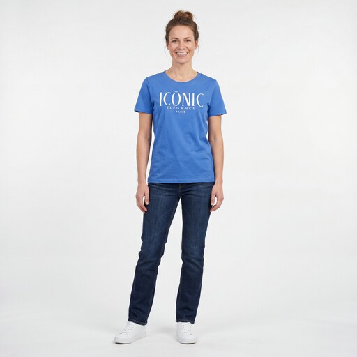 Dames T-shirt met opdruk blauw