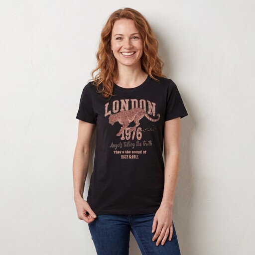 Dames T-shirt met opdruk zwart