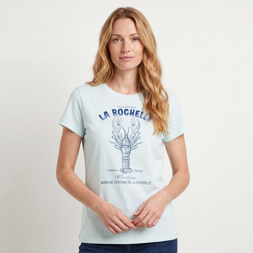 Dames T-shirt met opdruk blauw