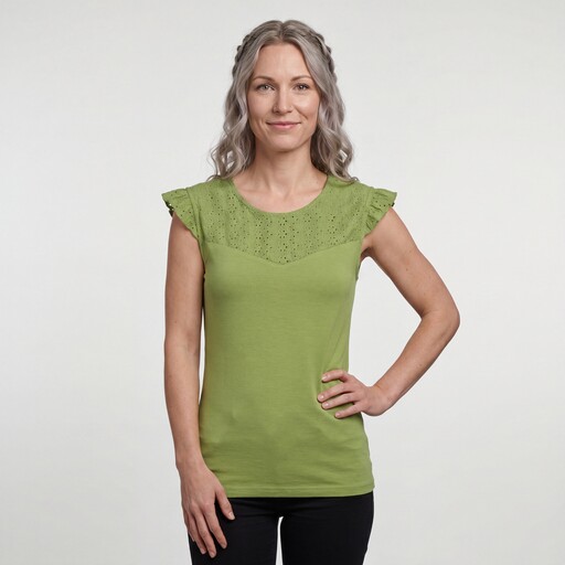 Dames top met kapmouwtjes groen