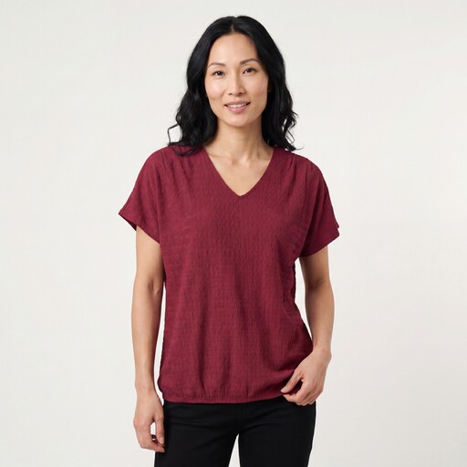 Dames T-shirt bordeauxrood