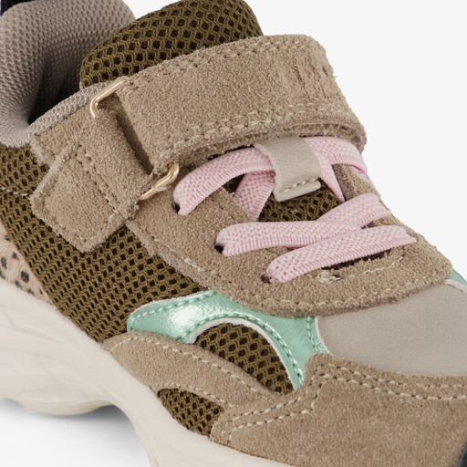 Suede meisjes sneakers beige