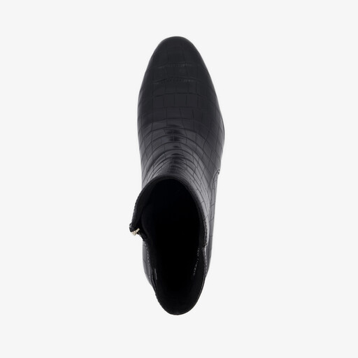 Dames enkellaarsjes met crocoprint zwart