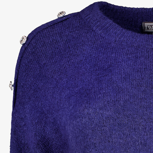 Dames trui met decoratieve knopen blauw
