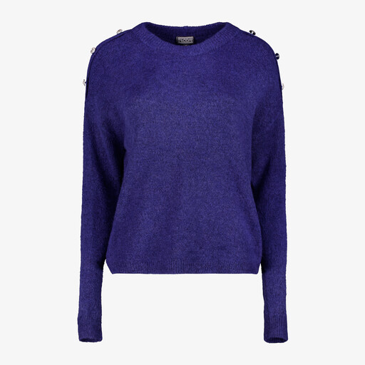 Dames trui met decoratieve knopen blauw