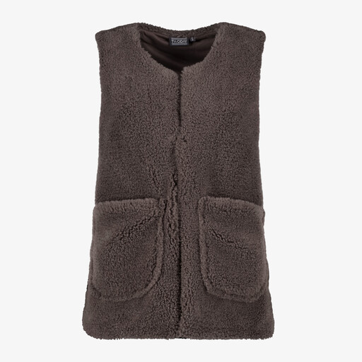 Dames teddy bodywarmer donkerbruin
