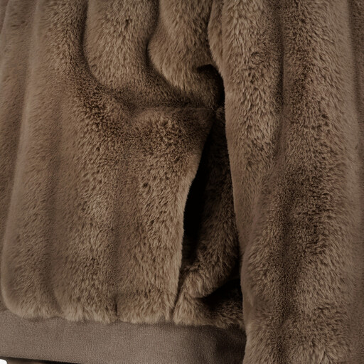 Dames bomber jas met imitatiebont bruin