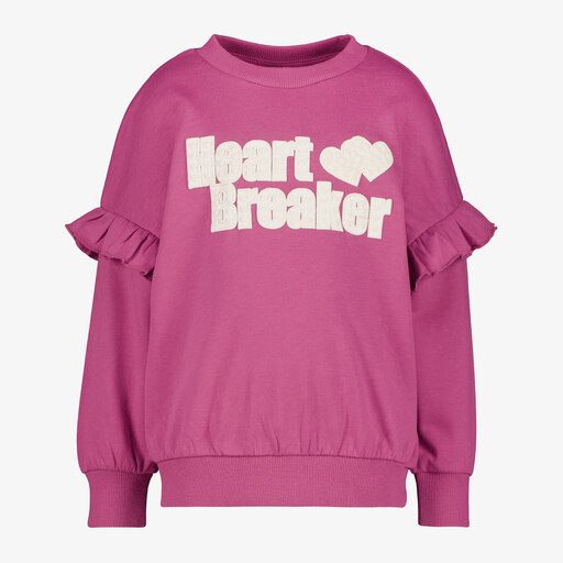 Meisjes sweater met opdruk en ruches roze
