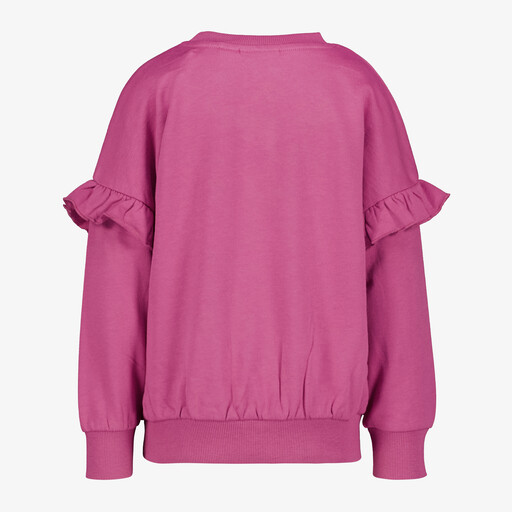 Meisjes sweater met opdruk en ruches roze